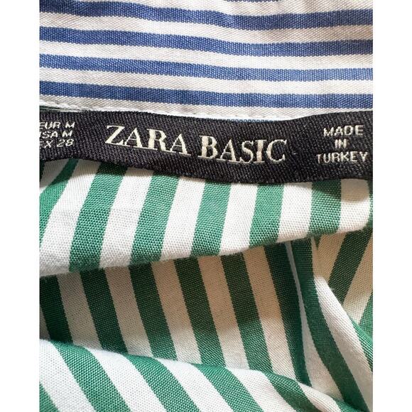 ZARA Mixed Stripes Asymmetrical Button Down Poplin Shirtdress Size M - Picture 7 of 7